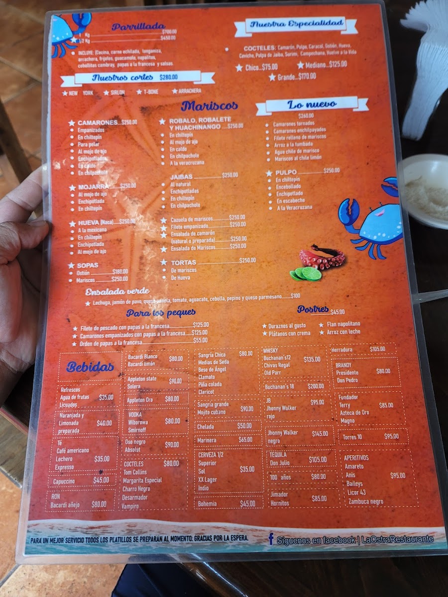Restaurante La Ostra Menu - Image 1